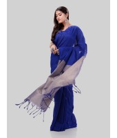 DESH BIDESH Women`s Khadi Cotton Handloom RupSagar Design Saree Without Blouse Piece(Blue)